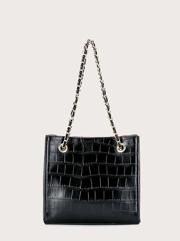 Croco Black Bag Elegant Luxury