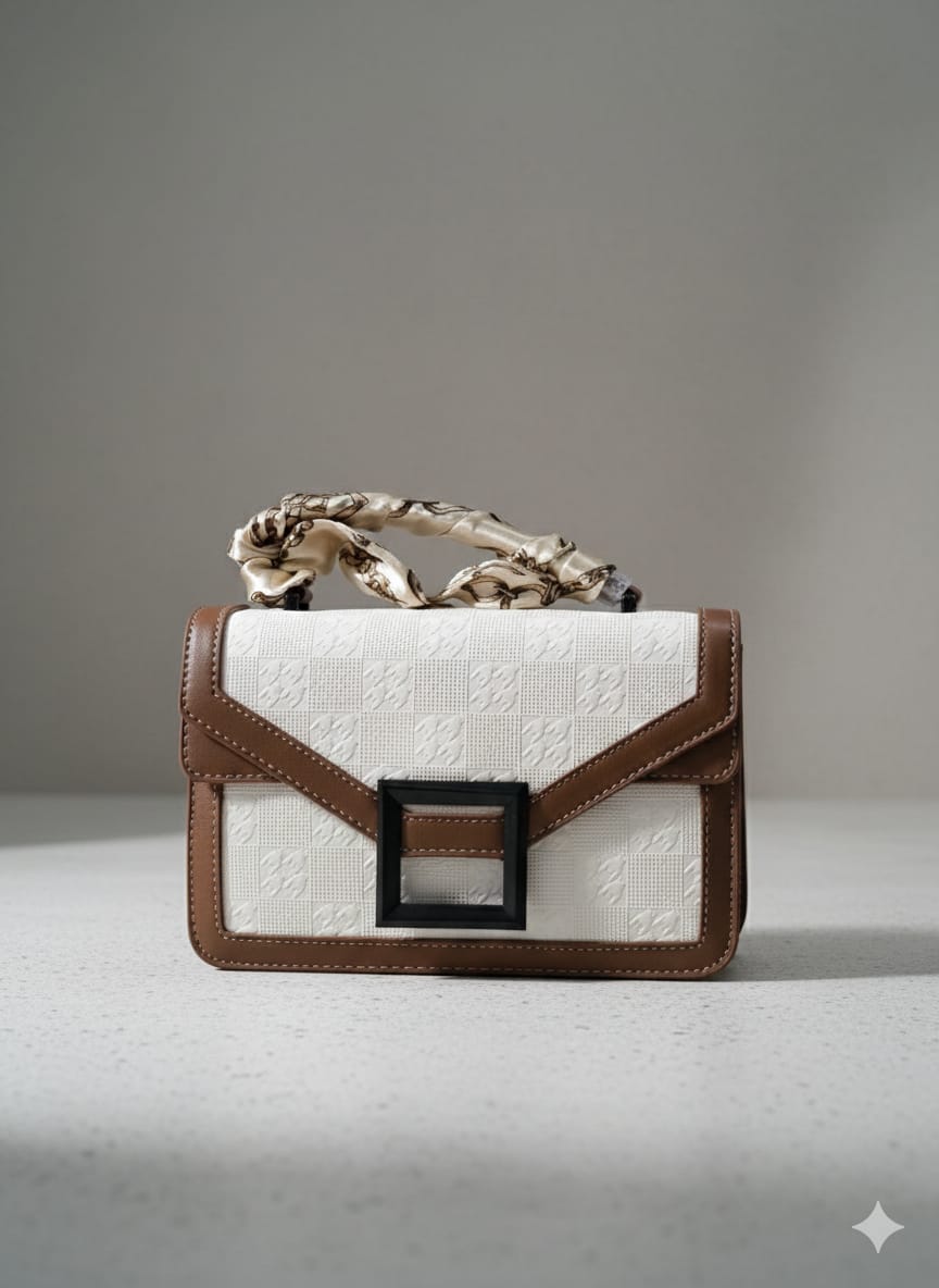 Stylish Two-Tone Top Handle Bag