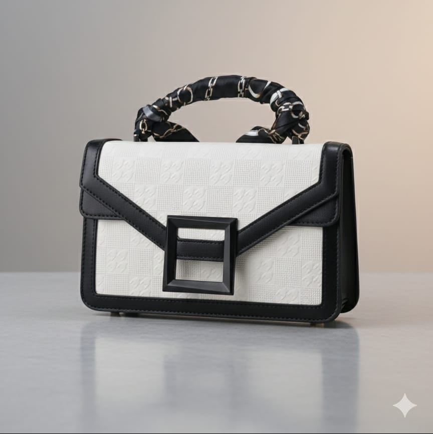 Stylish Two-Tone Top Handle Bag